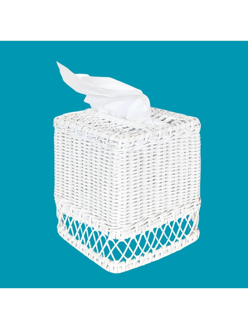 Vintage White Wicker Tissue Box Cover